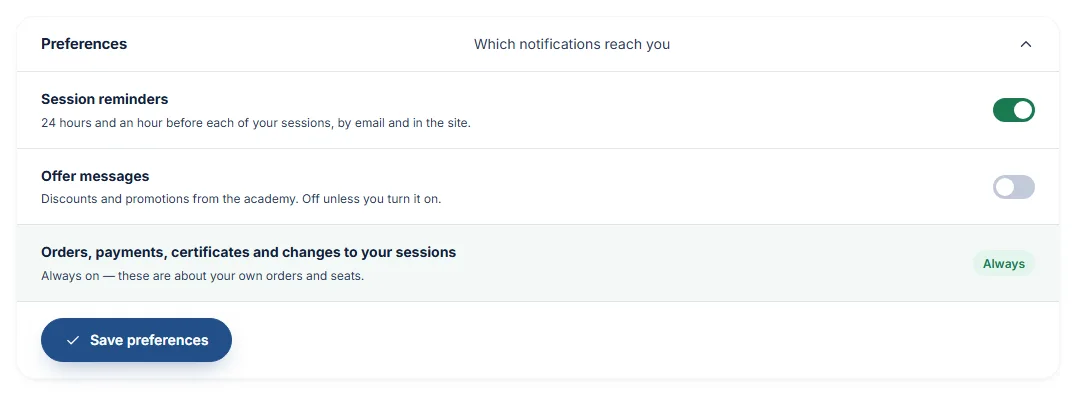 Notification preferences